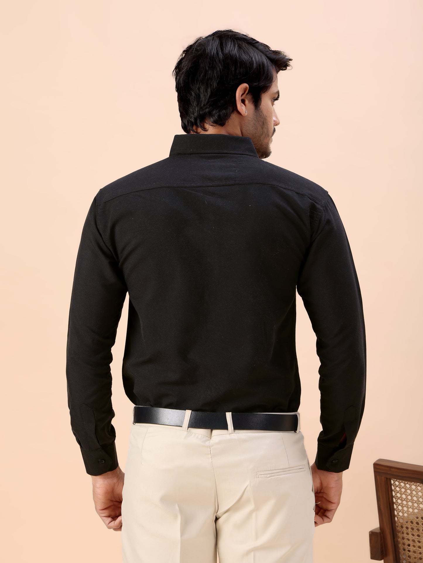 Deer Embroidered Black Men’s Premium Cotton Shirt