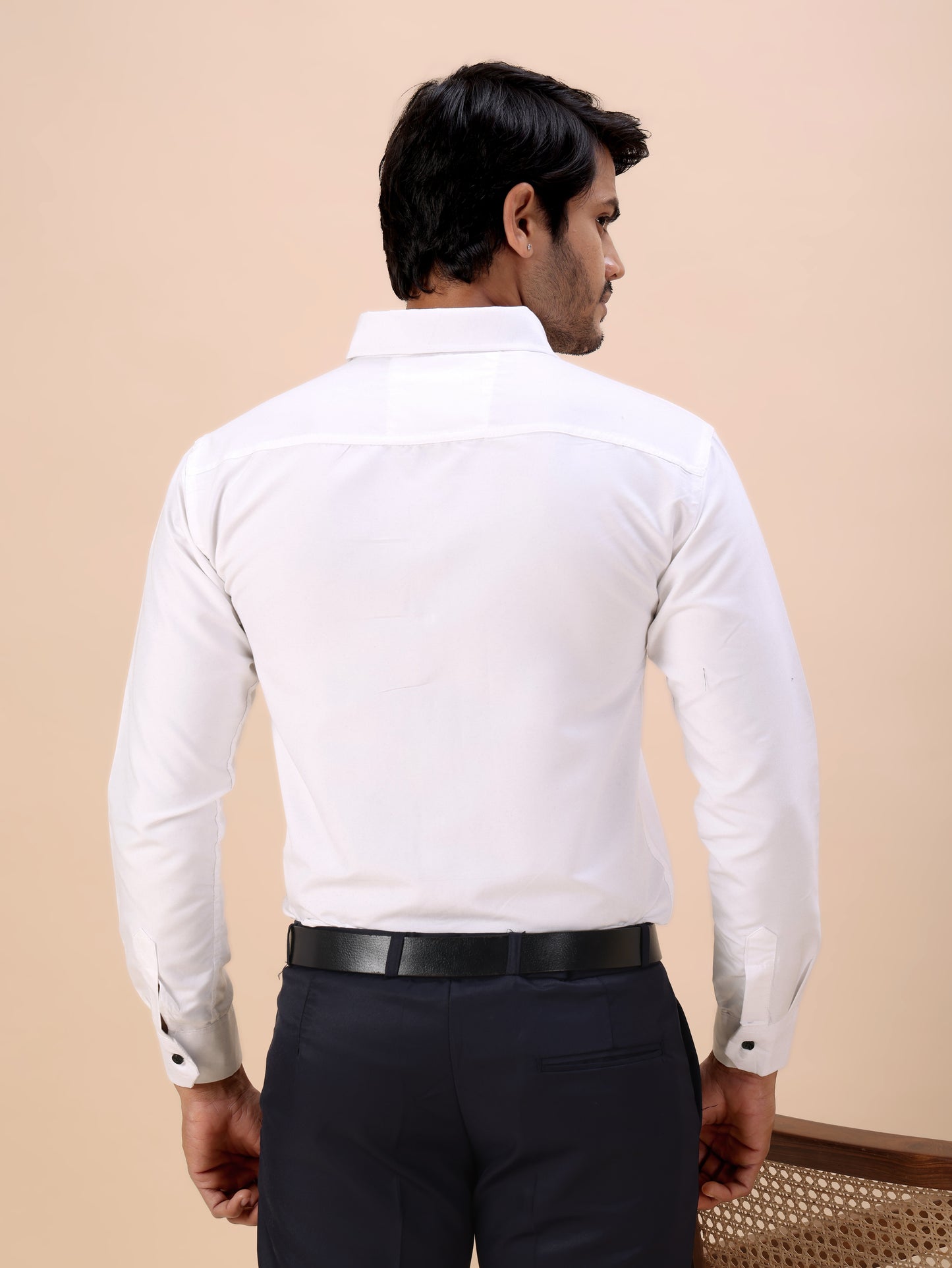 Deer Embroidered White Men’s Premium Cotton Shirt