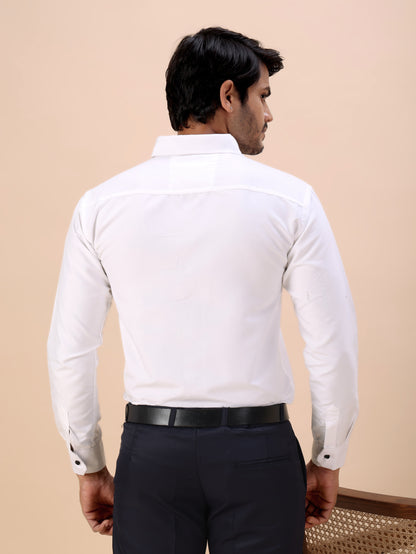 Deer Embroidered White Men’s Premium Cotton Shirt