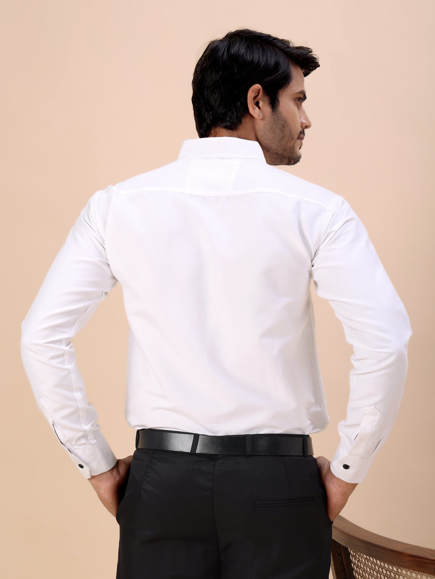 Bird Embroidered White Men’s Luxury Cotton Shirt